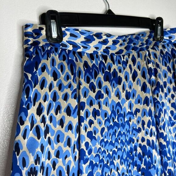 Tibi New York 100% Silk Abstract Print Skirt Women's 6 Blue Beige Knee Length - Picture 4 of 11